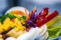Close up of fresh vegetable and fruit salad Royalty Free Stock Photo