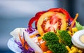 Close up of fresh vegetable and fruit salad Royalty Free Stock Photo