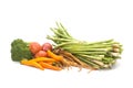 Close-up of fresh vegetables and fruits isolated on white background Royalty Free Stock Photo
