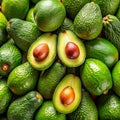 Close-up of fresh, vibrant green avocados in abundance, Ai-Generated Images