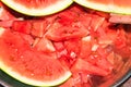 Close up of fresh water melon fruit slices in a plate Royalty Free Stock Photo