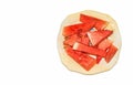 Close up of fresh water melon fruit slices in a plate Royalty Free Stock Photo