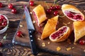 Close-up of freshly baked cherry strudel Royalty Free Stock Photo