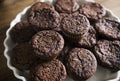 Close up of freshly baked chocolate cookies