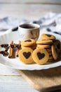 Close up of freshly baked cookies and coffee Royalty Free Stock Photo