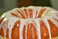 A close up of a freshly baked lemon cake with icing Royalty Free Stock Photo