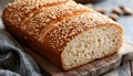 Close-up of freshly baked multigrain bread with sesame seeds on crust Royalty Free Stock Photo