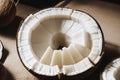 Close-up of a freshly cut coconut