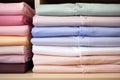 close-up of freshly folded shirts on a shelf