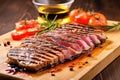 close-up of freshly grilled tuna steak on a board Royalty Free Stock Photo