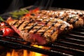 close-up of freshly grilled tuna steak on a board Royalty Free Stock Photo