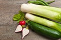 Close up of freshly picked vegetables