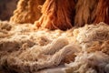 close-up of freshly sheared wool on ground Royalty Free Stock Photo