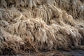 close-up of freshly sheared wool on ground Royalty Free Stock Photo