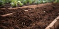close-up of a freshly tilled garden bed one generative AI Royalty Free Stock Photo
