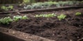 close-up of a freshly tilled garden bed three generative AI Royalty Free Stock Photo