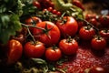 Close up freshy red tomato from farm background