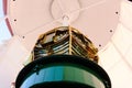 Close up of Fresnel lens mechanism from inside of Lighthouse of Praia da Barra. Royalty Free Stock Photo