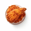 Close-up Of Fried Buttermilk Chicken On White Plate