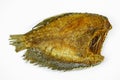 Close-up of fried gourami fish In white background