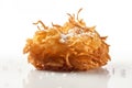 A close up of a fried onion on a white surface. Generative AI image. Royalty Free Stock Photo