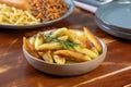 fried potatoes in ceramic bowl Royalty Free Stock Photo