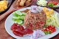 Close up fried rice with shrimp paste. Royalty Free Stock Photo