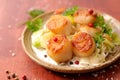 Fried scallop with sauce