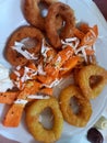Fried squid, onion and carrot for a lunch