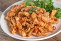 Close up, Fried squid sliced. Royalty Free Stock Photo