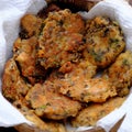 Close up fried vegan tofu pie for vegetarian dish Royalty Free Stock Photo