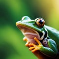 Close up frog , created with generative AI technology