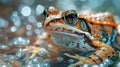 Close Up of a Frog in the Water Royalty Free Stock Photo