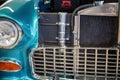 Close Up Of Front Of Blue Custom Classic Car Royalty Free Stock Photo