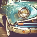 Close-Up of Front End of Classic Car Royalty Free Stock Photo