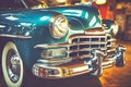 Close-Up of Front End of Classic Car Royalty Free Stock Photo