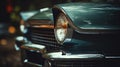 a close up of the front end of a classic car Royalty Free Stock Photo