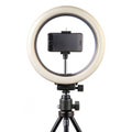 Ring Light with Smartphone Mount on Tripod Stand Isolated on White Background led ring light Royalty Free Stock Photo