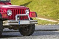 Close-up of front part of offroad 4x4 SUV car. Royalty Free Stock Photo