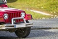 Close-up of front part of offroad 4x4 SUV car. Royalty Free Stock Photo