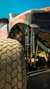 Close up Front Quarter of a Stretched Monster Truck