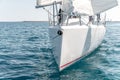 Close-up front view of the bow of a sporting sail yacht Royalty Free Stock Photo