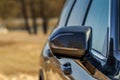 Close up front view of car side mirror. Royalty Free Stock Photo