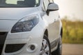 Close-up front view detail of silver new shiny luxurious car par Royalty Free Stock Photo