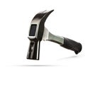 close up front view of heavy iron hammer floating on white background use for diy and home working tool and equipment