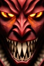 Close-up front view portrait of roaring Demon. Generative AI Royalty Free Stock Photo