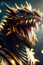 Close-up front view portrait of roaring Dragon. Generative AI