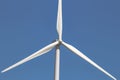 Close up, front view of a wind tower turbine electricity generator, renewable energy source Royalty Free Stock Photo