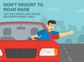 Close-up front view of a yelling driver. Do not resort road rage, getting angry makes accidents more likely.