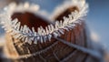 Crystallized ice forms intricate patterns along the leaf s edge creating Royalty Free Stock Photo